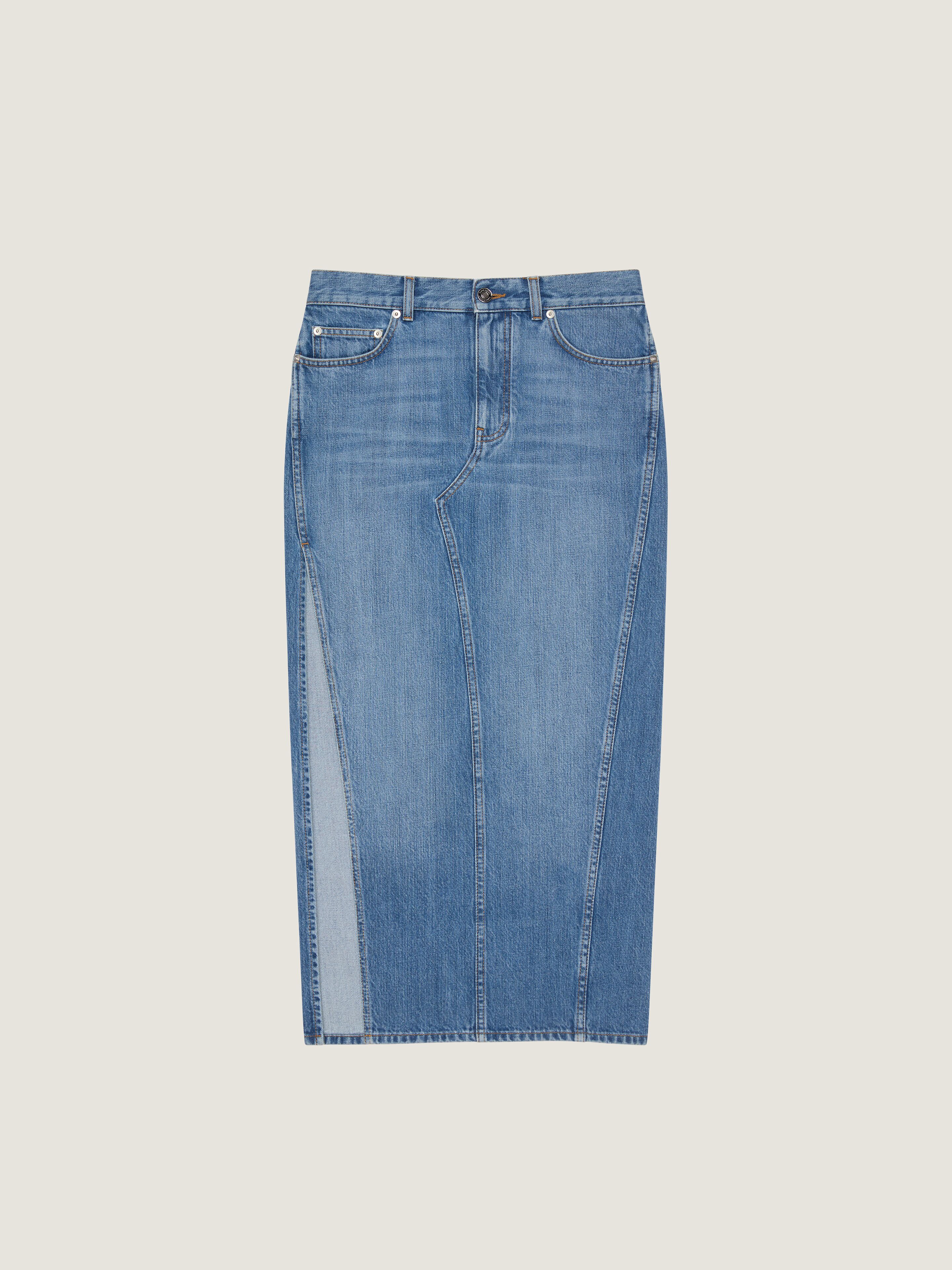 Midi skirt in washed denim